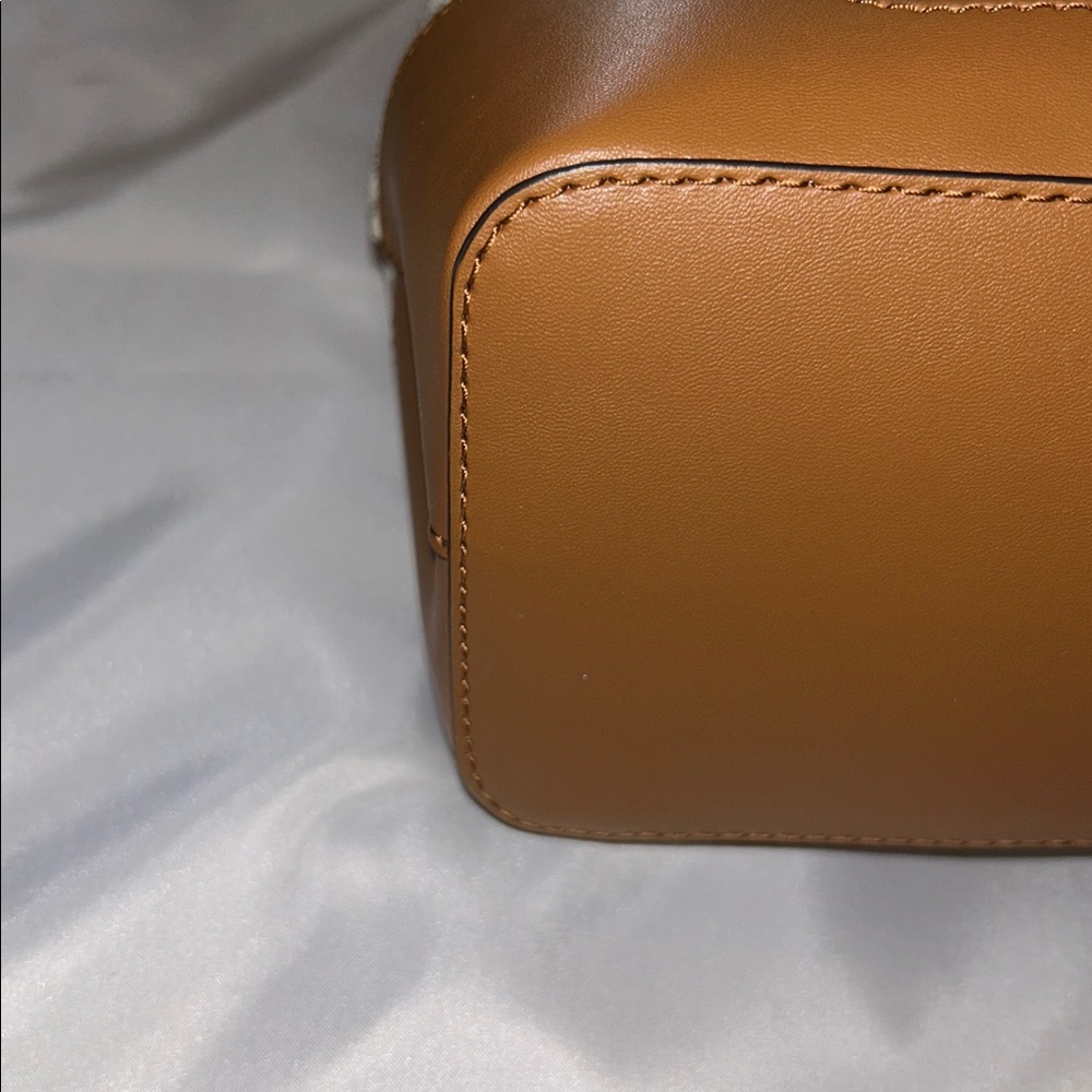 Michael Kors Vanilla/Acorn Harrison Medium Saffiano Leather Signature  Backpack - Picture 14 of 16